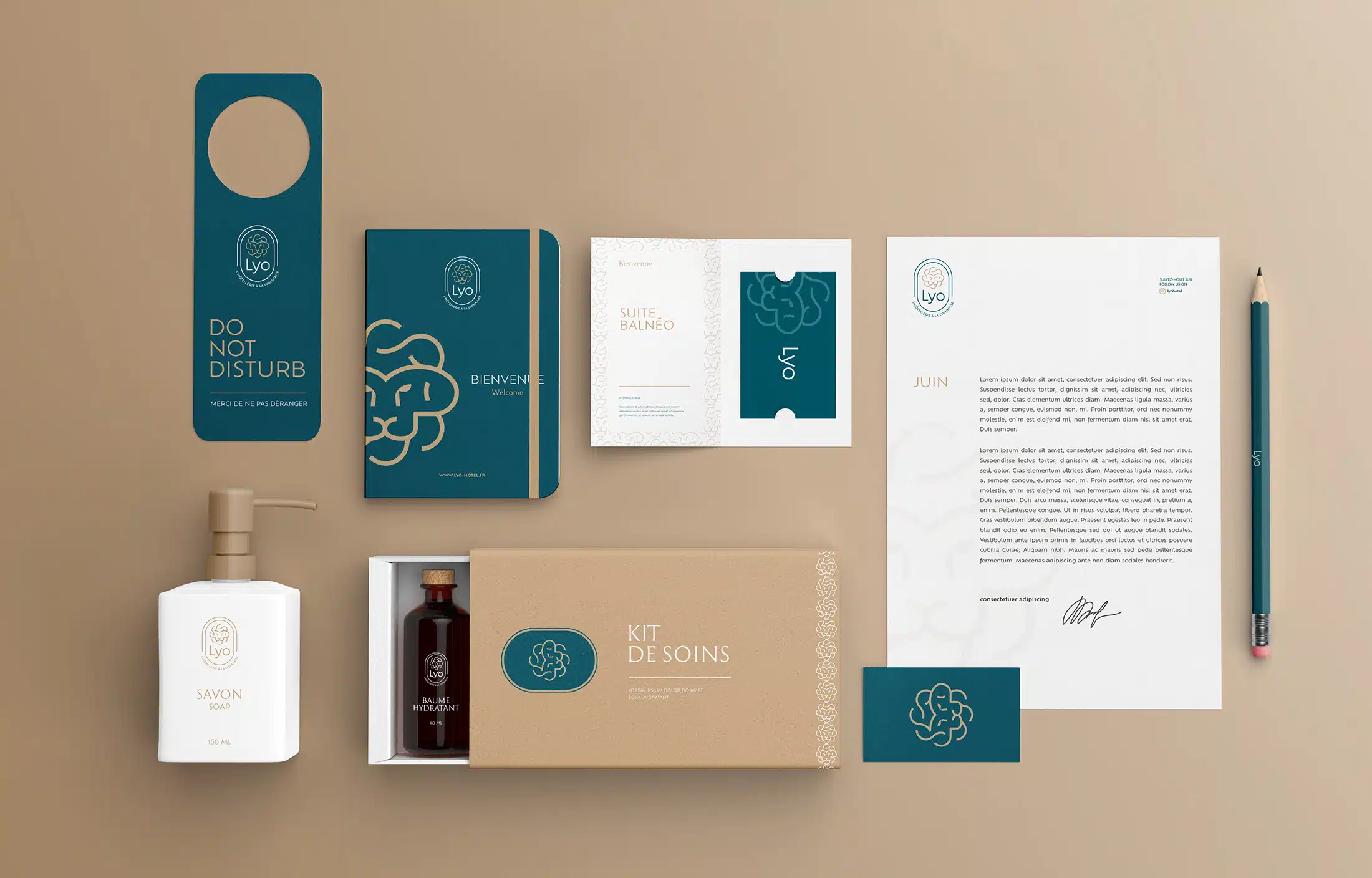 Branding hôtelier de LYO décliné pour une image de marque cohérente